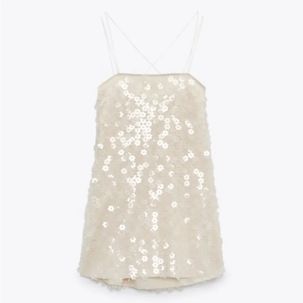 Zara Cream Sequin Mini Dress - Picture 6 of 6